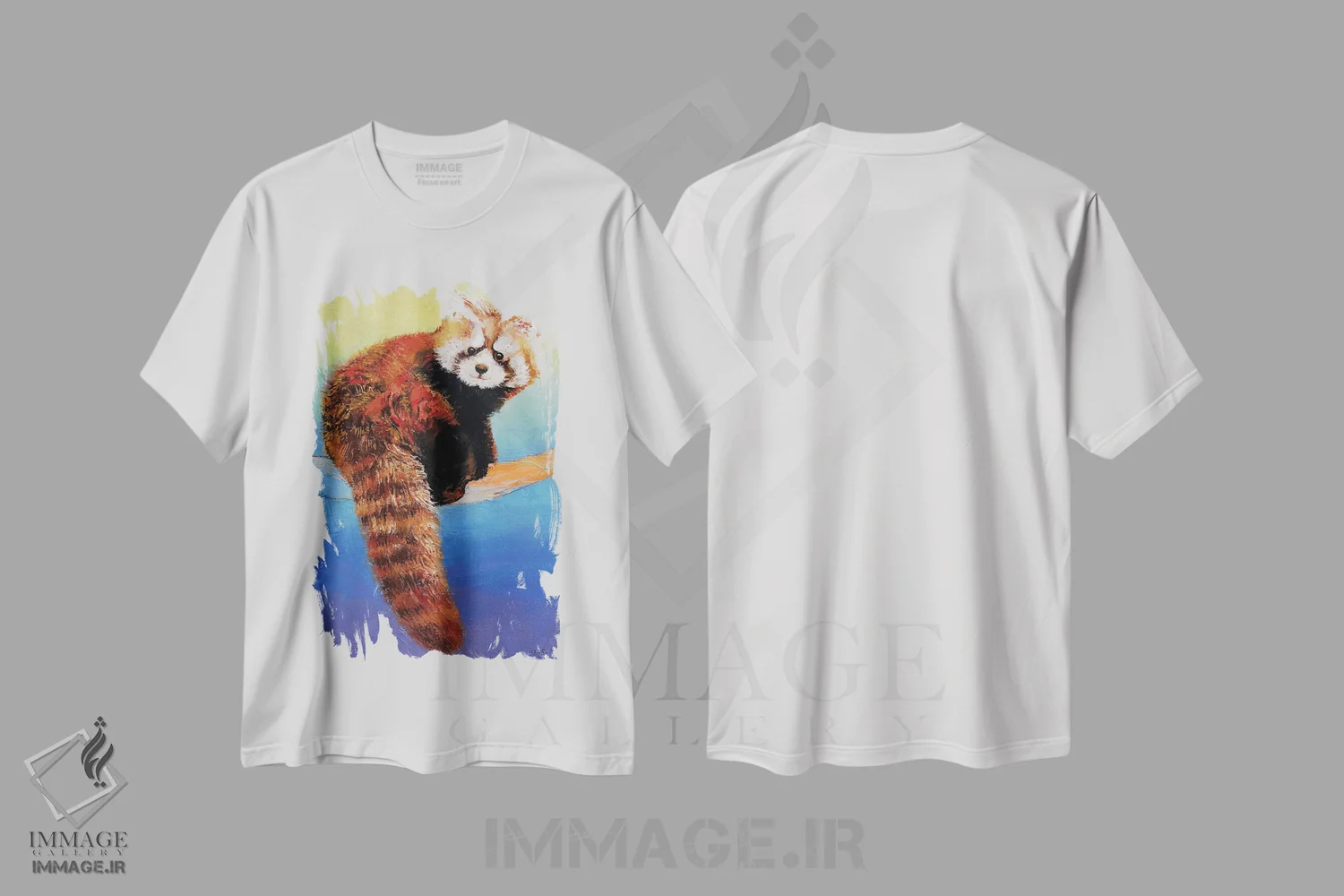 تیشرت سفید طرح دار – تیشرت حیوانات ,پاندای قرمز بامزه اثر مایکل کریس فروشگاه ایماژ