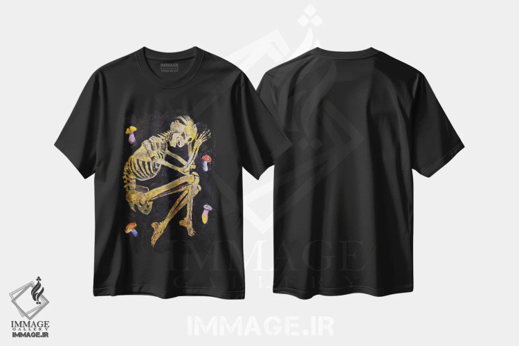 تیشرت مشکی طرح دار – تیشرت فانتزی ,قارچ های شفاف اثر مایکل کریس immage.ir