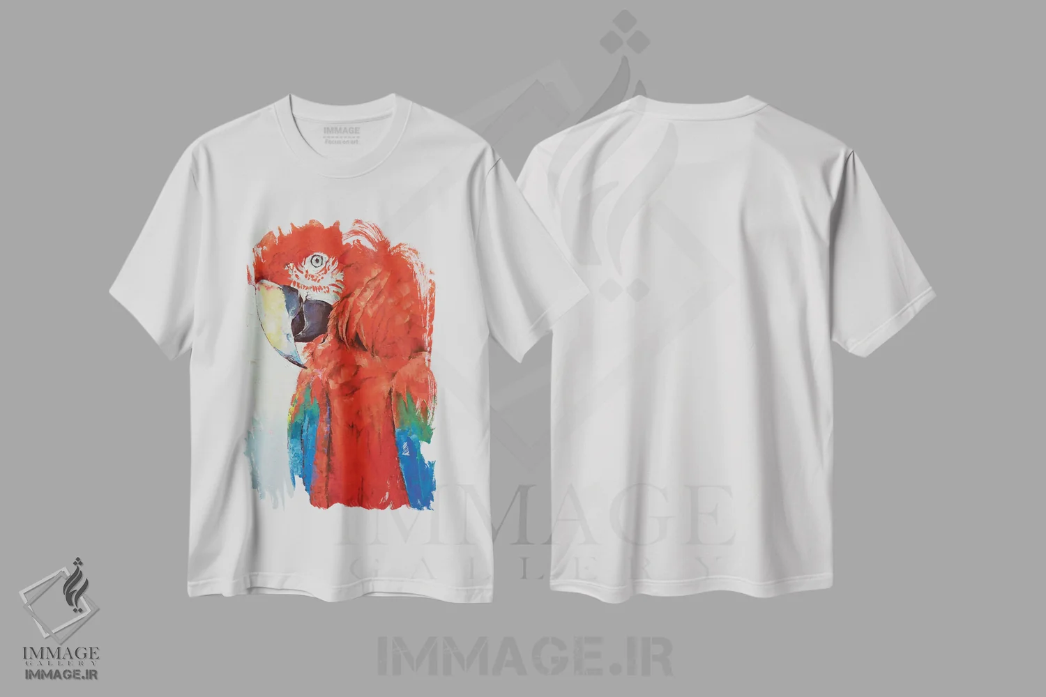 تیشرت سفید طرح دار – تیشرت حیوانات ,طوطی قرمز اثر مایکل کریس فروشگاه ایماژ