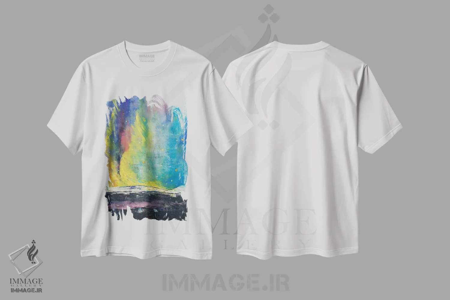 تیشرت سفید طرح دار – تیشرت طبیعت ,شفق قطبی اثر مایکل کریس فروشگاه ایماژ