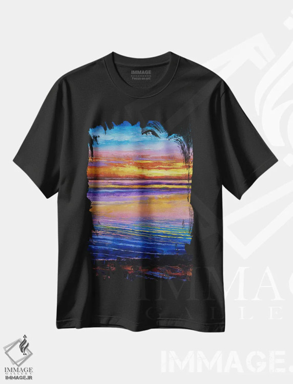 تیشرت مشکی طرح دار – تیشرت طبیعت ,دریاچه ایری اثر مایکل کریس immage.ir