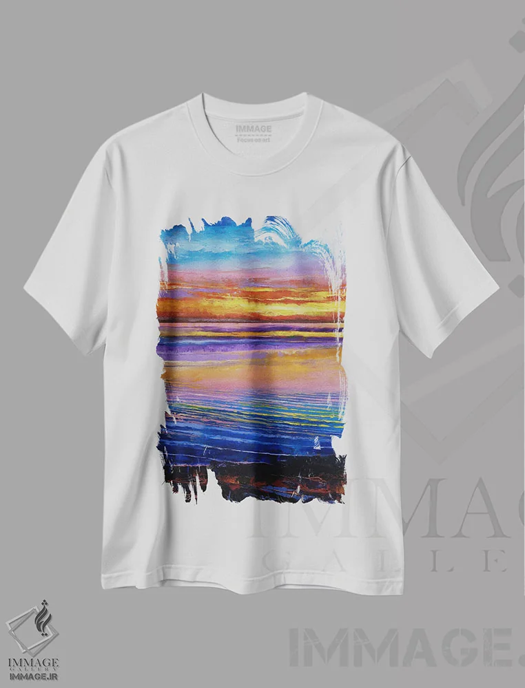 تیشرت سفید طرح دار – تیشرت طبیعت ,دریاچه ایری اثر مایکل کریس فروشگاه ایماژ
