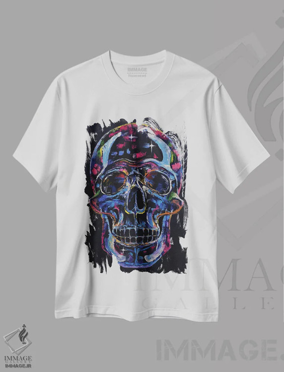 تیشرت سفید طرح دار – تیشرت فانتزی ,جمجمه کریستالی اثر مایکل کریس immage.ir