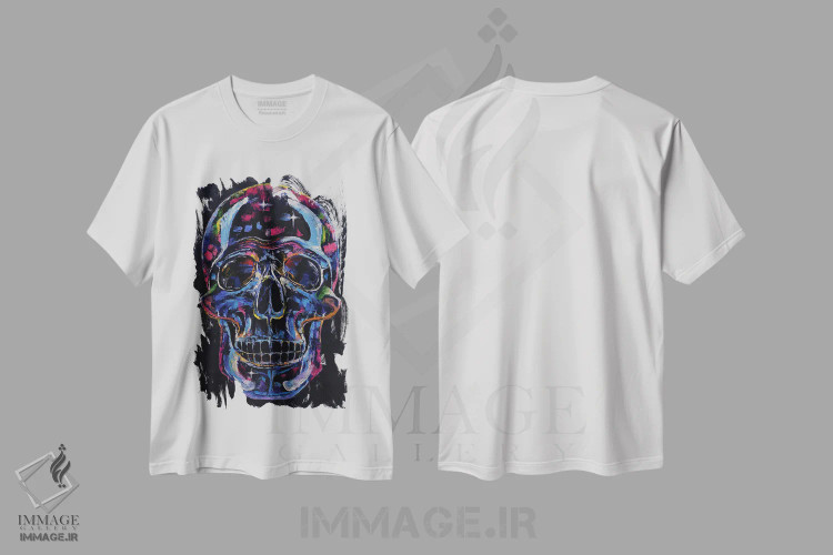 تیشرت سفید طرح دار – تیشرت فانتزی ,جمجمه کریستالی اثر مایکل کریس immage.ir