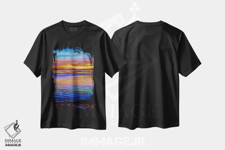تیشرت مشکی طرح دار – تیشرت طبیعت ,دریاچه ایری اثر مایکل کریس immage.ir