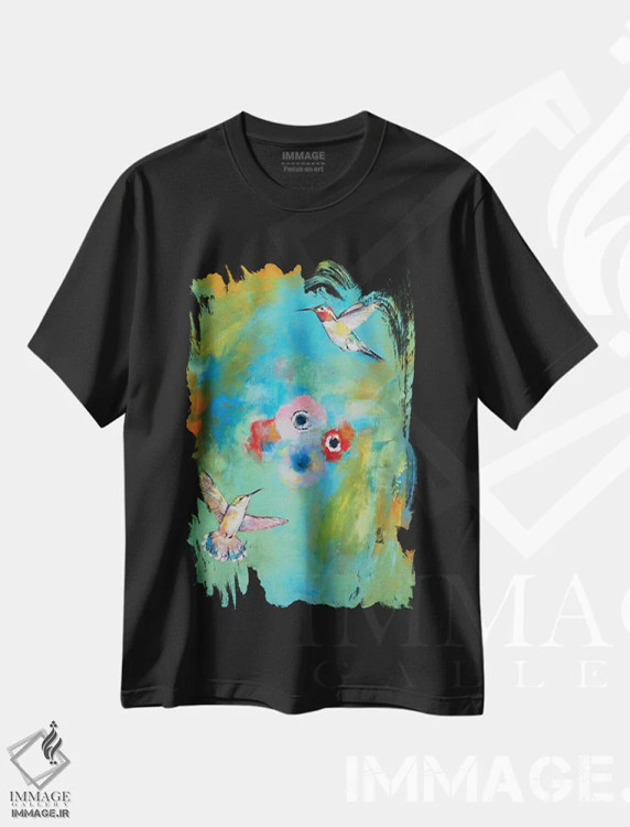 تیشرت مشکی طرح دار – تیشرت حیوانات ,مرغ های مگس خوار اثر مایکل کریس فروشگاه ایماژ