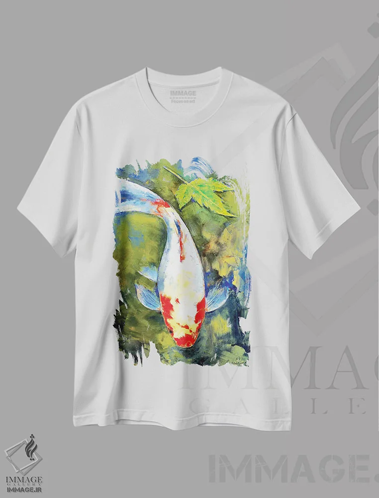 تیشرت سفید طرح دار – تیشرت طبیعت ,باغ ژاپنی اثر مایکل کریس فروشگاه ایماژ