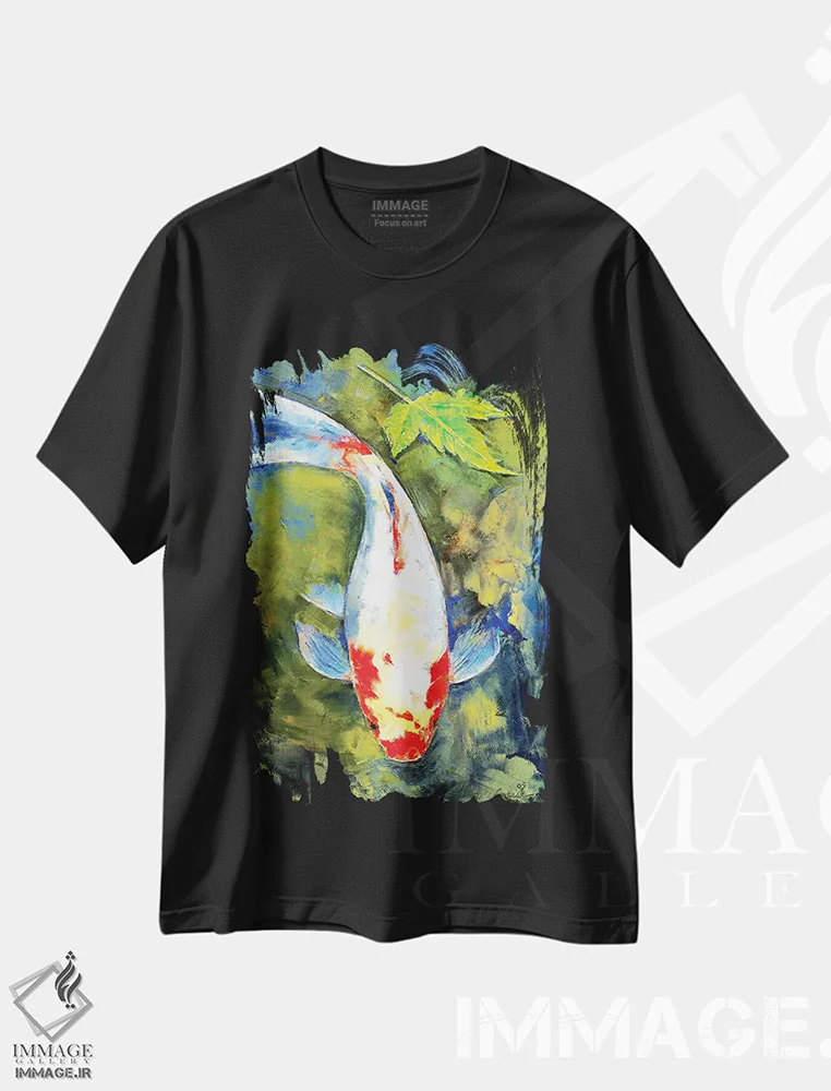 تیشرت مشکی طرح دار – تیشرت طبیعت ,باغ ژاپنی اثر مایکل کریس immage.ir