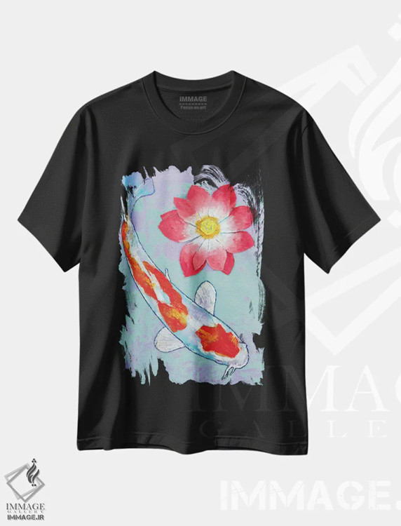 تیشرت مشکی طرح دار – تیشرت طبیعت ,کوی و نیلوفر آبی اثر مایکل کریس فروشگاه ایماژ