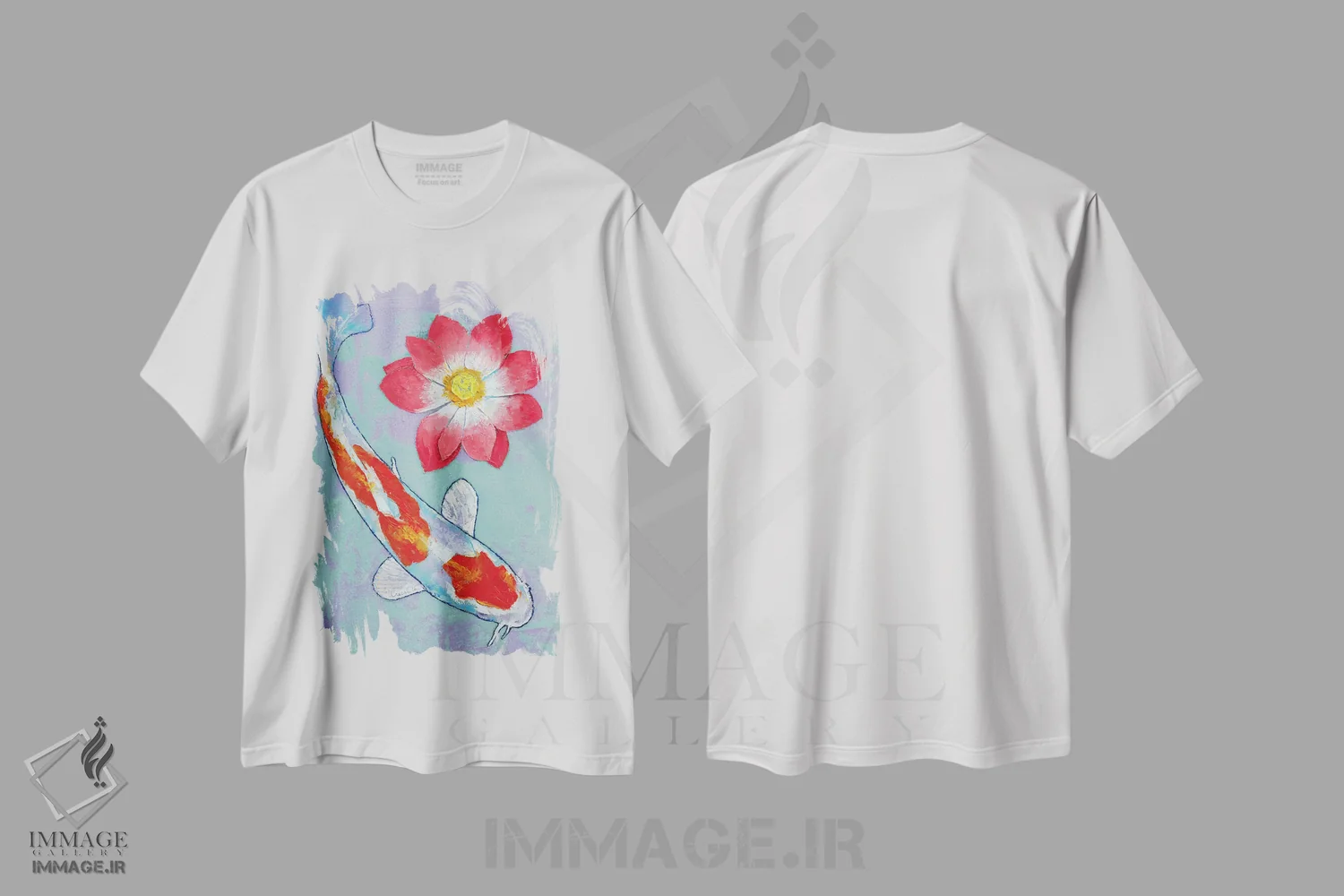 تیشرت سفید طرح دار – تیشرت طبیعت ,کوی و نیلوفر آبی اثر مایکل کریس immage.ir