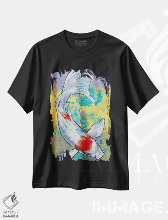 تیشرت مشکی طرح دار – تیشرت هنری ,ماهی کوی اثر مایکل کریس فروشگاه ایماژ