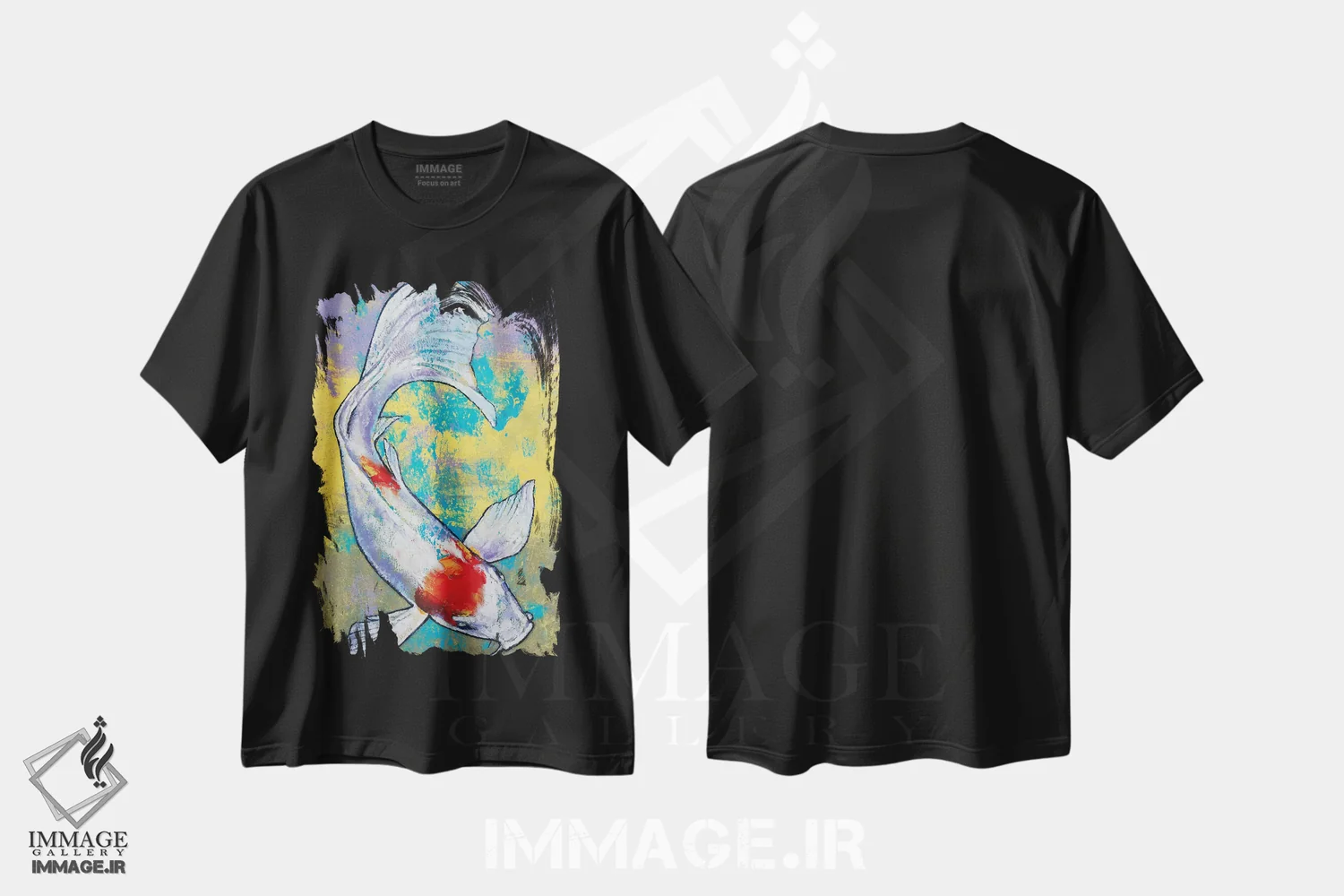 تیشرت مشکی طرح دار – تیشرت هنری ,ماهی کوی اثر مایکل کریس فروشگاه ایماژ