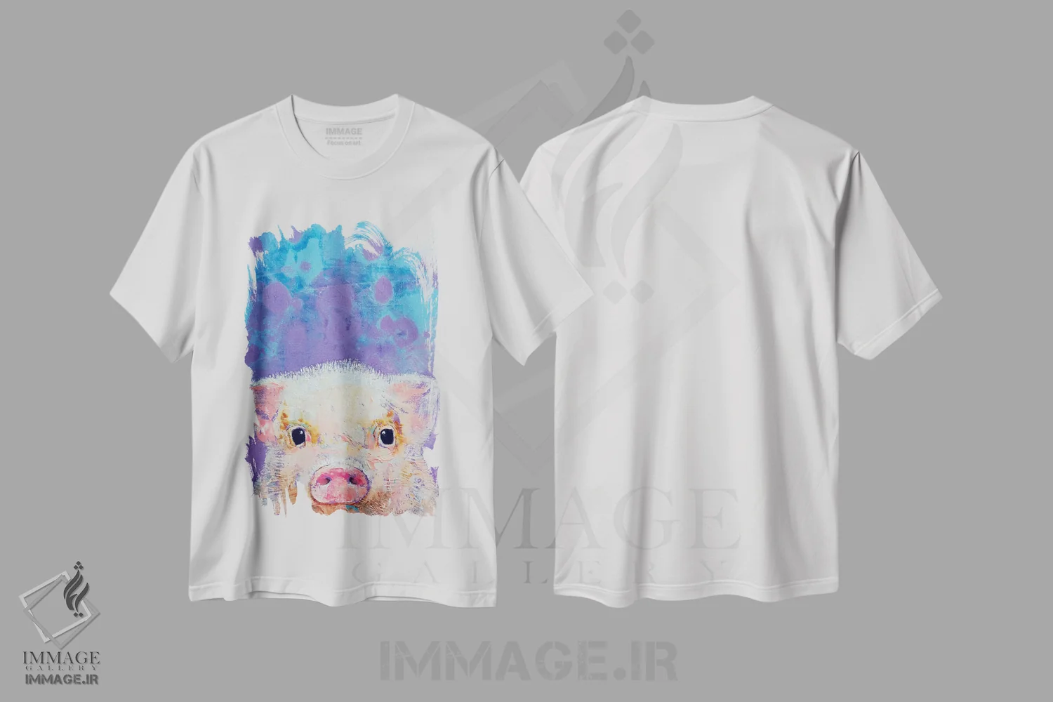 تیشرت سفید طرح دار – تیشرت حیوانات ,توله خوک اثر مایکل کریس فروشگاه ایماژ