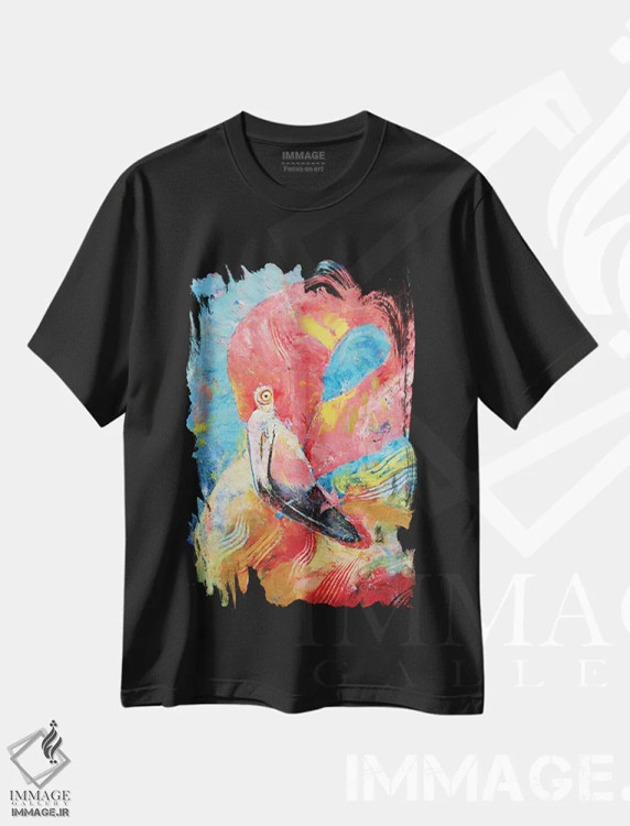 تیشرت مشکی طرح دار – تیشرت طبیعت ,فلامینگوی صورتی اثر مایکل کریس فروشگاه ایماژ