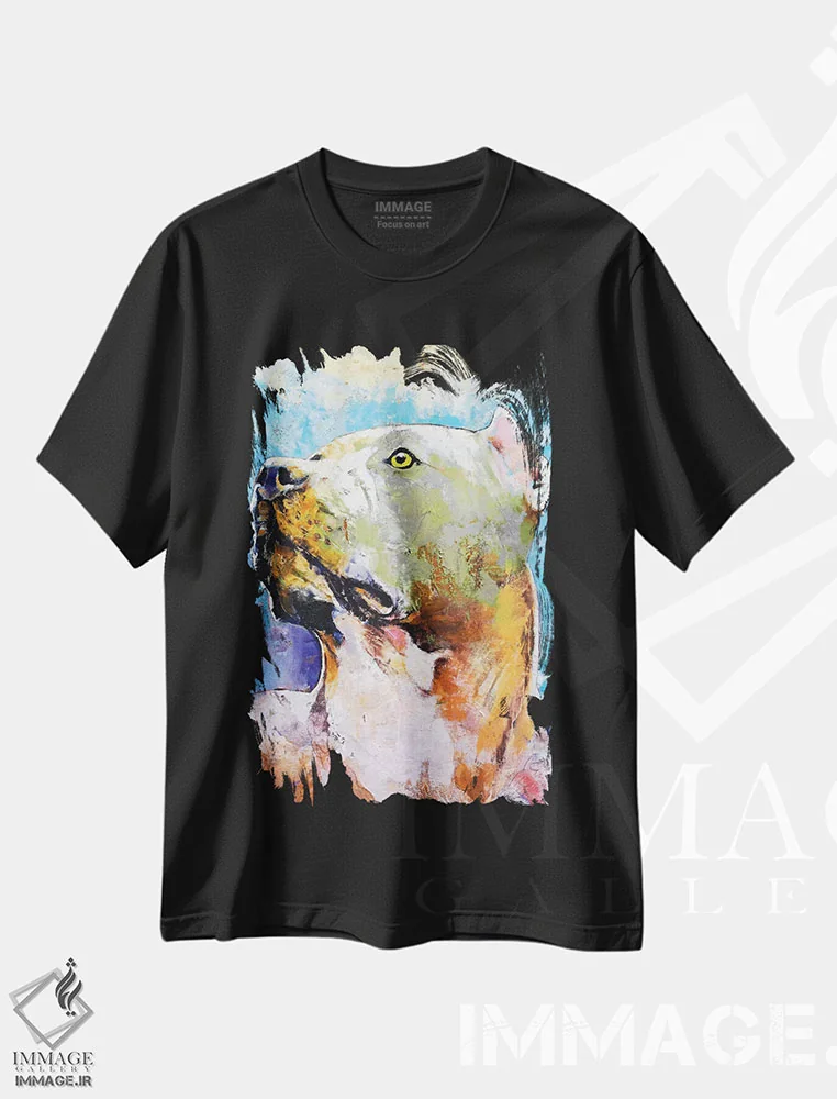 تیشرت مشکی طرح دار – تیشرت حیوانات ,پیت بول اثر مایکل کریس immage.ir