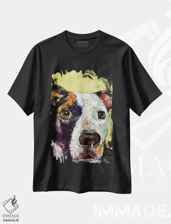 تیشرت مشکی طرح دار – تیشرت هنری ,پرتره پیت بول اثر مایکل کریس فروشگاه ایماژ