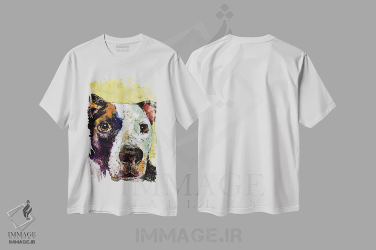 تیشرت سفید طرح دار – تیشرت هنری ,پرتره پیت بول اثر مایکل کریس immage.ir