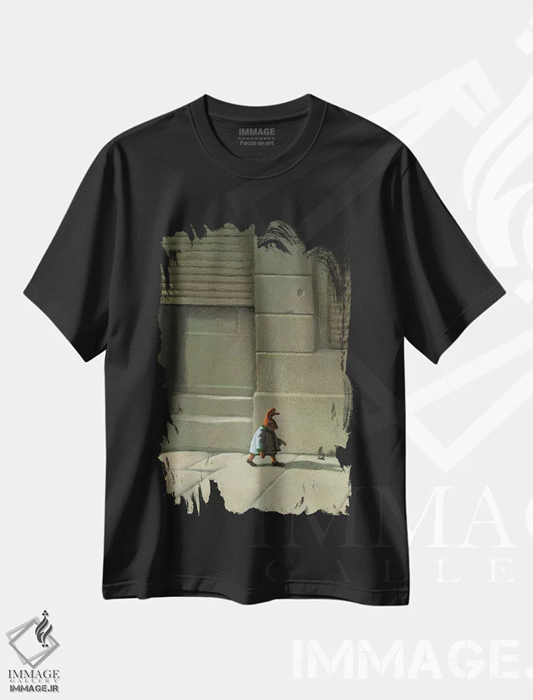 تیشرت مشکی طرح دار – تیشرت طنز ,خرگوش خیابانی اثر مایکل سووا immage.ir
