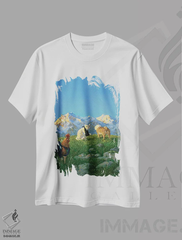 تیشرت سفید طرح دار – تیشرت هنری ,بی عنوان اثر مایکل سووا immage.ir