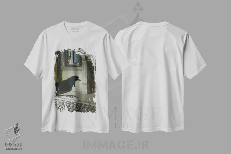 تیشرت سفید طرح دار – تیشرت طنز هنری ,توجه - آنفولانزای پرندگان اثر مایکل سووا فروشگاه ایماژ