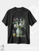 تیشرت مشکی طرح دار – تیشرت هنری ,گل های فلامینگو اثر مایکل سووا فروشگاه ایماژ