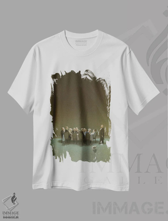 تیشرت سفید طرح دار – تیشرت طنز ,مهمان دیرهنگام اثر مایکل سووا immage.ir