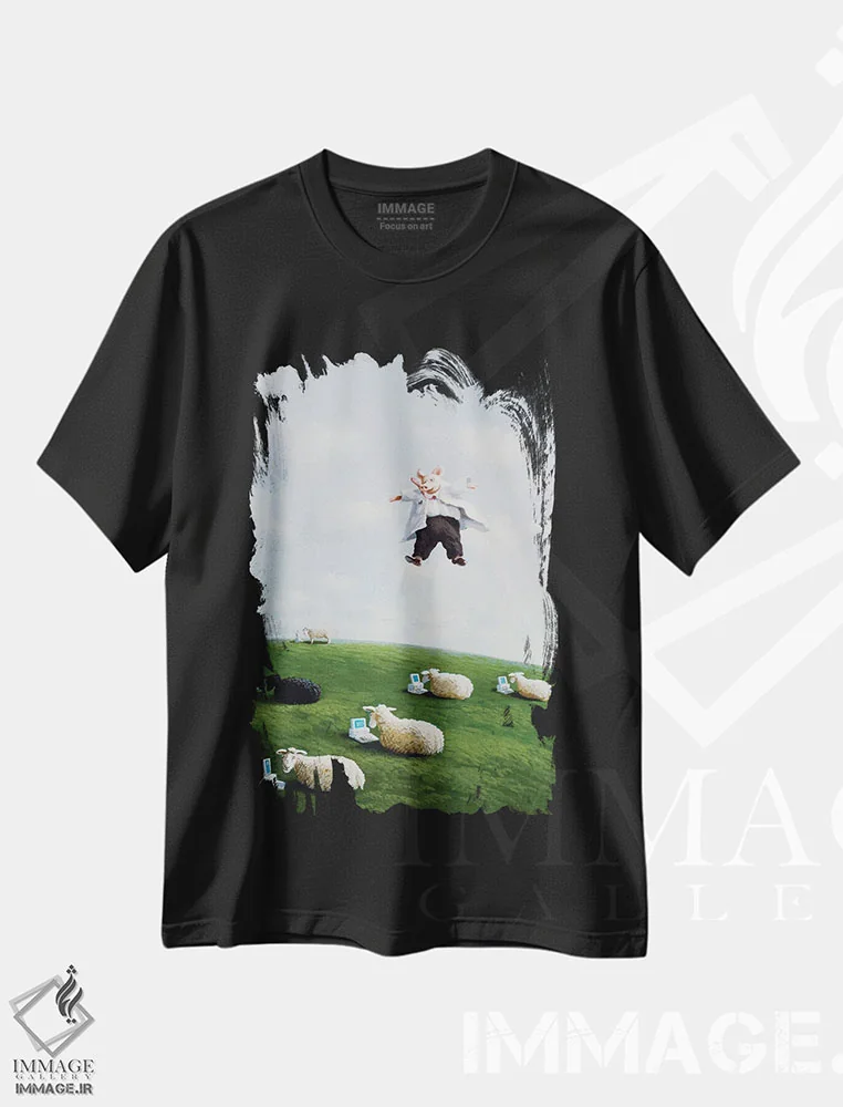 تیشرت مشکی طرح دار – تیشرت طبیعت ,استاد از آسمان اثر مایکل سووا immage.ir