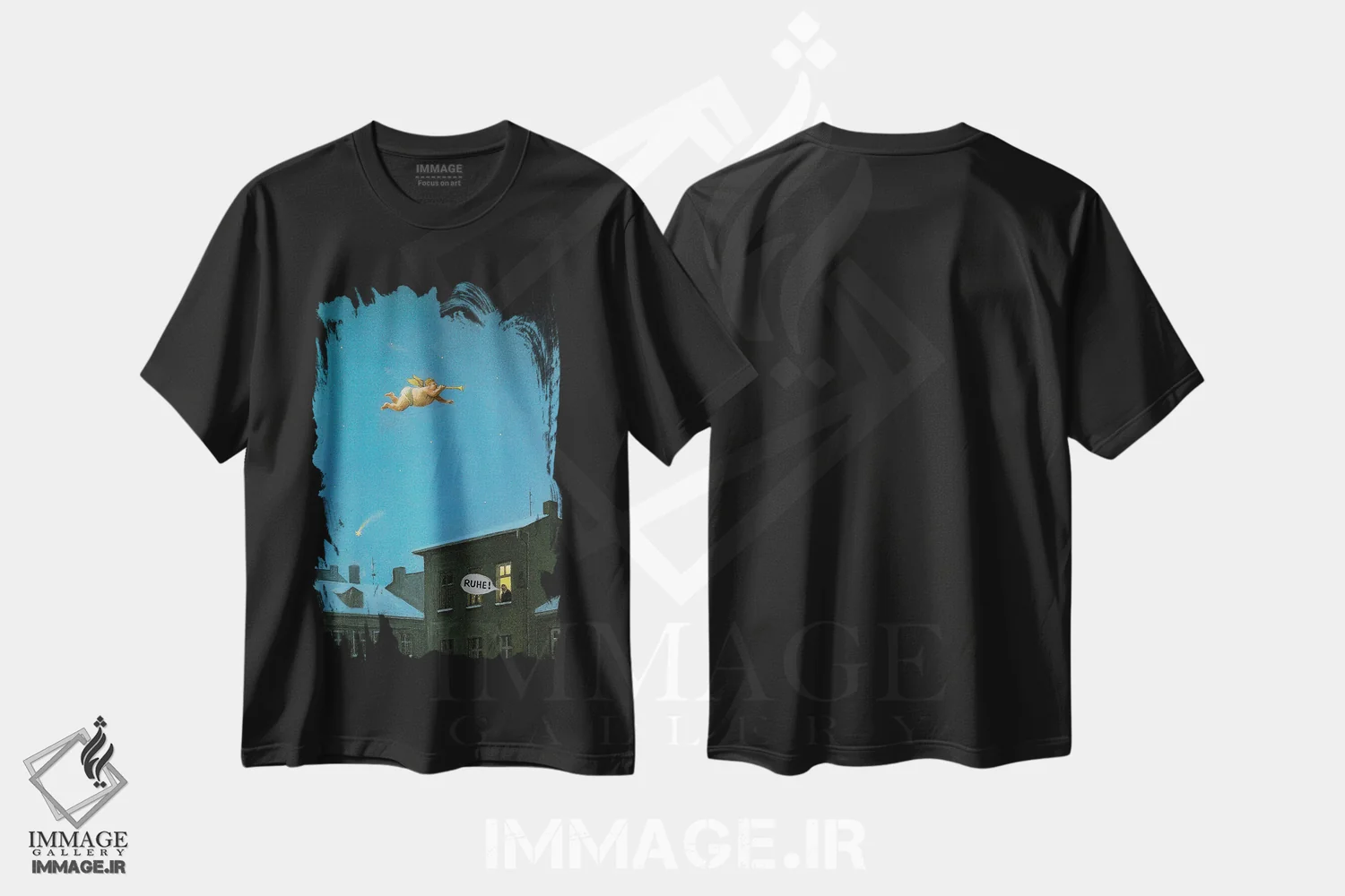 تیشرت مشکی طرح دار – تیشرت معنوی ,سکوت! اثر مایکل سووا immage.ir