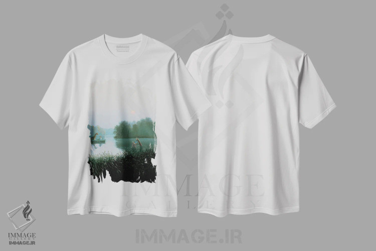 تیشرت سفید طرح دار – تیشرت حیوانات ,کپی زرافه اثر مایکل سووا فروشگاه ایماژ