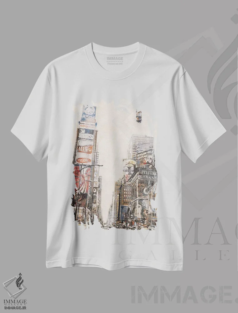 تیشرت سفید طرح دار – تیشرت شهری ,تایمز اسکوئر II اثر متیو دنیلز immage.ir