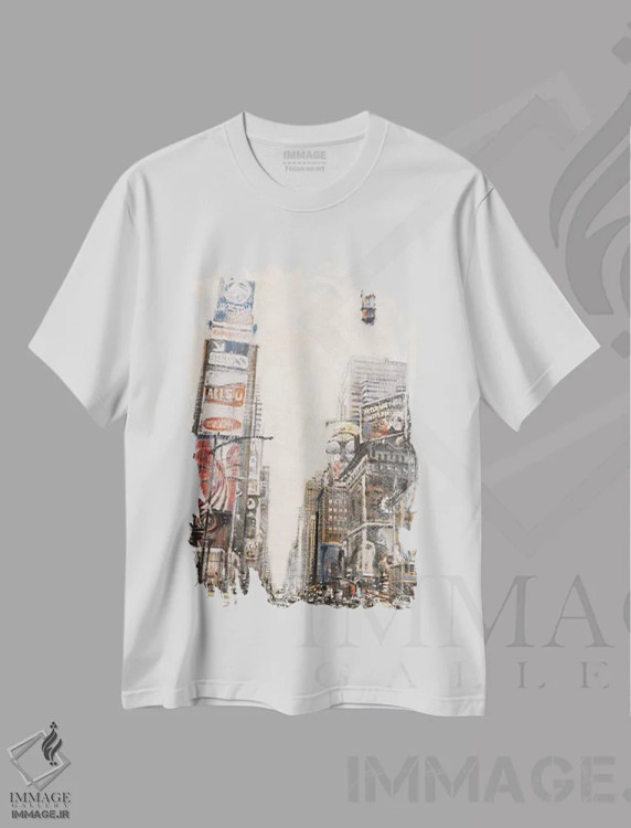 تیشرت سفید طرح دار – تیشرت شهری ,تایمز اسکوئر II اثر متیو دنیلز immage.ir