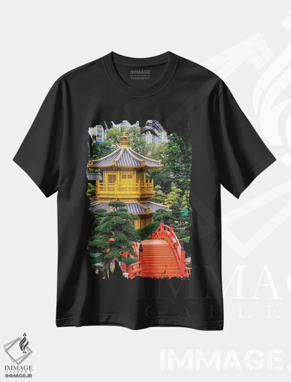 تیشرت مشکی طرح دار – تیشرت معماری ,پاویون طلایی کمال مطلق، باغ نان لیان، دایموند هیل، کولون، هنگ کنگ، چین اثر مایکل دفریتاس immage.ir