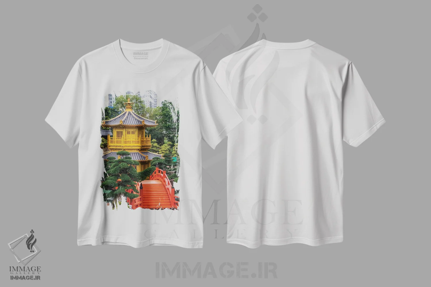 تیشرت سفید طرح دار – تیشرت معماری ,پاویون طلایی کمال مطلق، باغ نان لیان، دایموند هیل، کولون، هنگ کنگ، چین اثر مایکل دفریتاس فروشگاه ایماژ