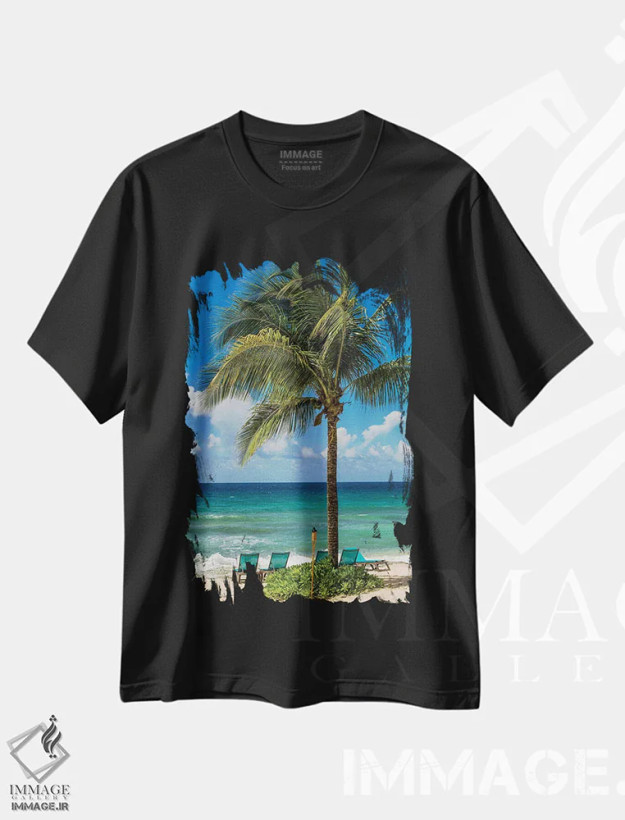 تیشرت مشکی طرح دار – تیشرت طبیعت ,ساحل ریزورت کارامبولا، سنت کروآ، جزایر ویرجین آمریکا اثر مایکل دفریتاس فروشگاه ایماژ
