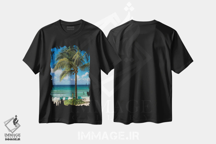 تیشرت مشکی طرح دار – تیشرت طبیعت ,ساحل ریزورت کارامبولا، سنت کروآ، جزایر ویرجین آمریکا اثر مایکل دفریتاس فروشگاه ایماژ