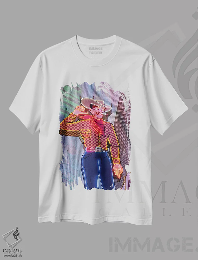 تیشرت سفید طرح دار – تیشرت شهری ,تابلوی نئونی وگاس ویک در نمای نزدیک، خیابان فریمونت، مرکز شهر لاس وگاس، نوادا، آمریکا اثر مایکل دفریتاس فروشگاه ایماژ