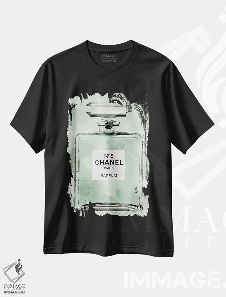 تیشرت مشکی طرح دار – تیشرت طبیعت ,بطری عطر سبز اثر مدلین بلیک فروشگاه ایماژ