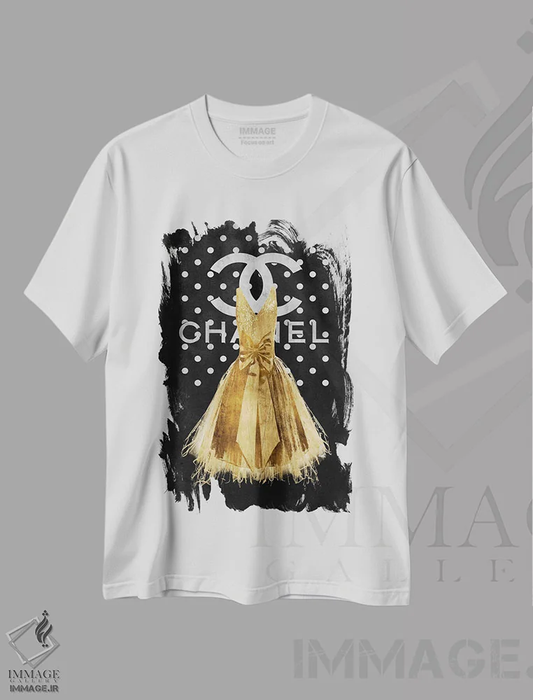 تیشرت سفید طرح دار – تیشرت برند ,پیراهن مد روز اثر مدلین بلیک فروشگاه ایماژ