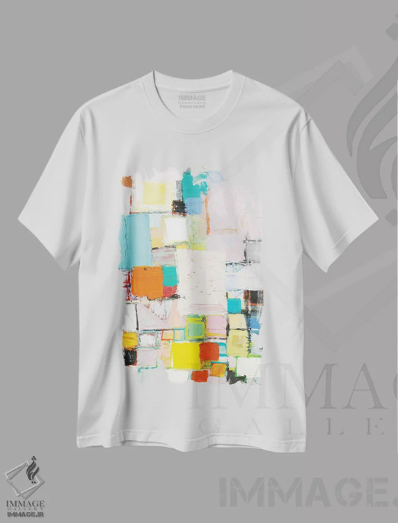 تیشرت سفید طرح دار – تیشرت انتزاعی ,پنهان از دید اثر میشل دیزلی موفیت immage.ir