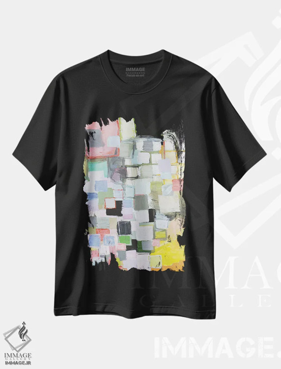 تیشرت مشکی طرح دار – تیشرت هنری ,نامتوازن اثر میشل دیزلی موفیت immage.ir
