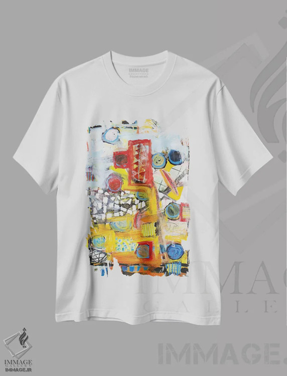 تیشرت سفید طرح دار – تیشرت انتزاعی ,نظم نوین جهانی اثر میشل دیزلی موفیت immage.ir