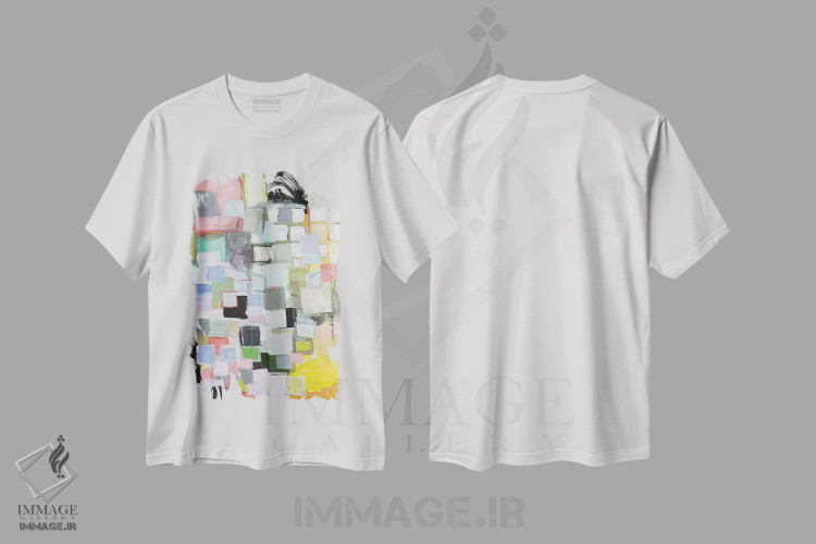 تیشرت سفید طرح دار – تیشرت هنری ,نامتوازن اثر میشل دیزلی موفیت فروشگاه ایماژ