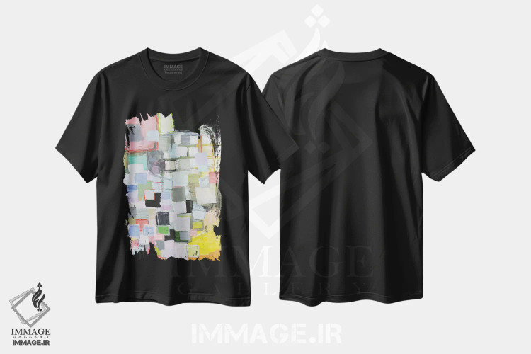 تیشرت مشکی طرح دار – تیشرت هنری ,نامتوازن اثر میشل دیزلی موفیت immage.ir