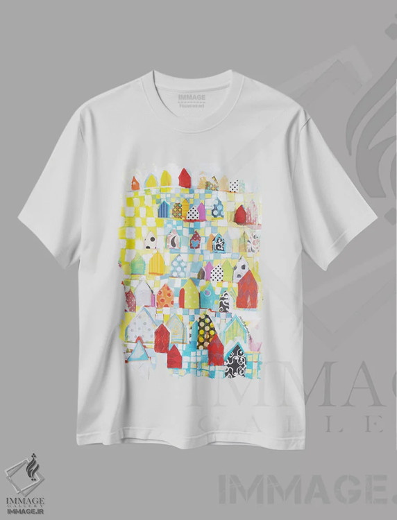 تیشرت سفید طرح دار – تیشرت گرافیکی ,بیش از حد شلوغ اثر میشل دیزلی موفیت فروشگاه ایماژ