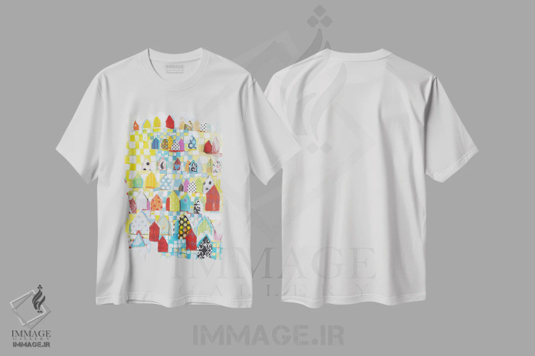 تیشرت سفید طرح دار – تیشرت گرافیکی ,بیش از حد شلوغ اثر میشل دیزلی موفیت فروشگاه ایماژ