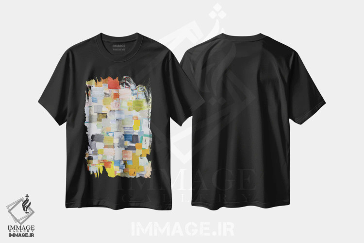 تیشرت مشکی طرح دار – تیشرت انتزاعی ,فرورفتن اثر میشل دیزلی موفیت فروشگاه ایماژ