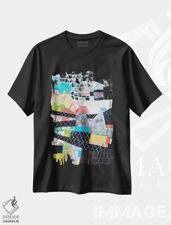 تیشرت مشکی طرح دار – تیشرت هنری ,جاده پرپیچ وخم اثر میشل دیزلی موفیت فروشگاه ایماژ