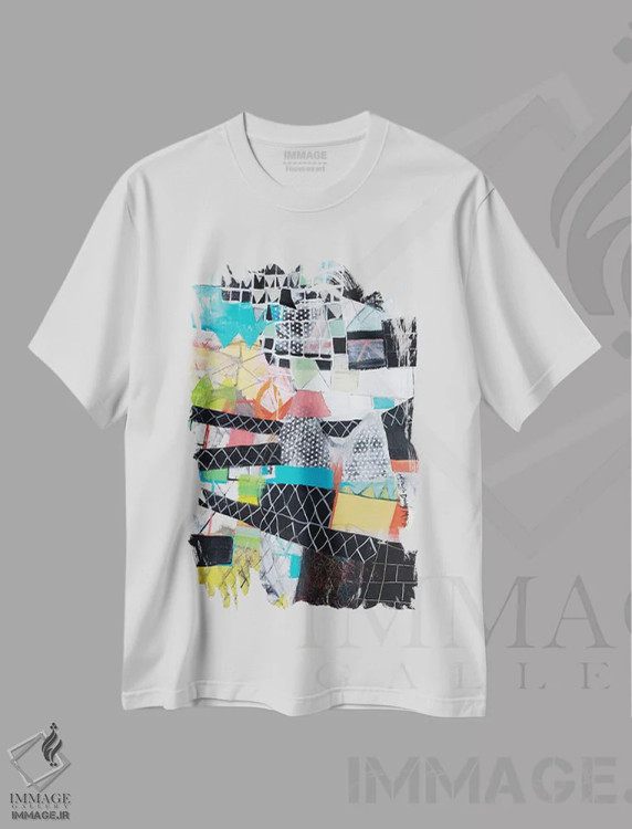 تیشرت سفید طرح دار – تیشرت هنری ,جاده پرپیچ وخم اثر میشل دیزلی موفیت immage.ir