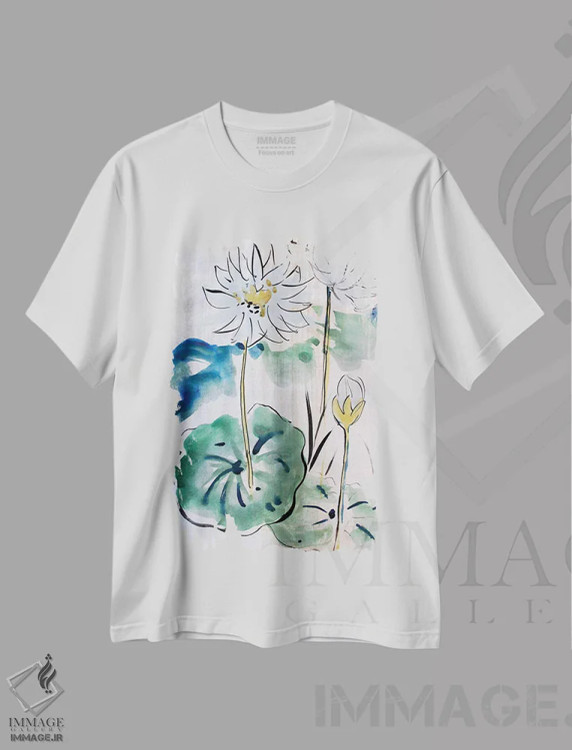 تیشرت سفید طرح دار – تیشرت آسیایی ,ضربه قلم چینی II اثر مارینا دل پوزو immage.ir
