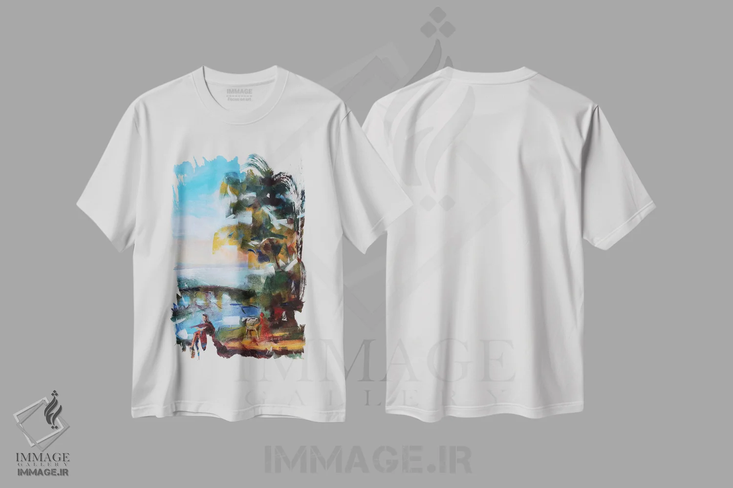 تیشرت سفید طرح دار – تیشرت طبیعت ,منظره عتیقه اثر مارینا دل پوزو فروشگاه ایماژ
